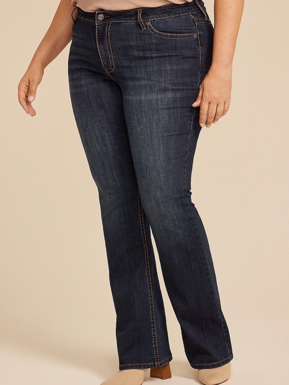 Maurices Dark Crosshatch Mid Rise Thick Stitch Bootcut Jean - 24W TALL